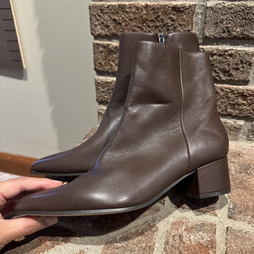Nine West Maribu Pointed Toe Ankle Booties Dark Brown Leather US 8M #612 - Picture 4 of 16